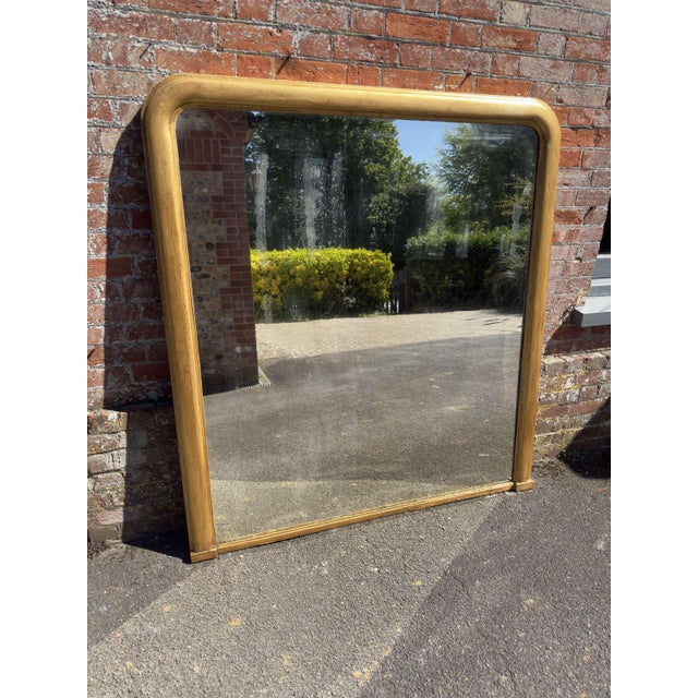Glass Large Antique English Arched Top Gilt Overmantle Mirror, 19th Century For Sale - Image 7 of 7