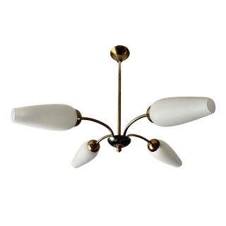 Chandelier with Four Tulips by Arlus, 1950 For Sale