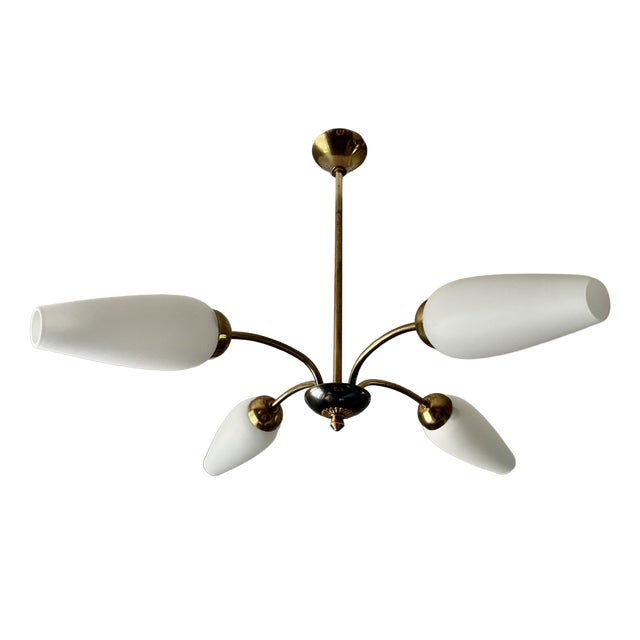 Chandelier with Four Tulips by Arlus, 1950 For Sale