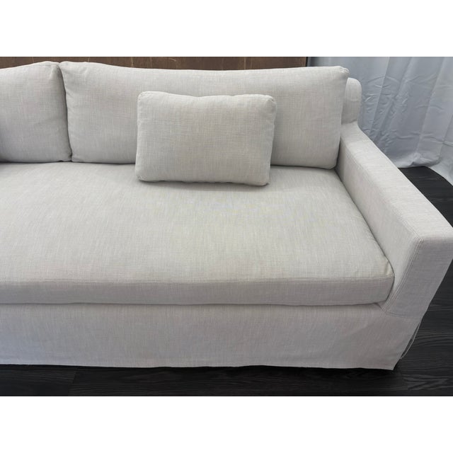 Rh Belgian Track Arm Sofa 9' Luxe Depth | Dove Perennials® Performance Textured Linen Weave | Down-Feather Fill For Sale - Image 11 of 18