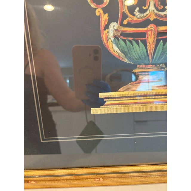 Paper Vintage Orange Tree in Urn Lithograph Under Glass Gold Frame Reproduction For Sale - Image 7 of 9