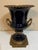 United Wilson cobalt glazed porcelain large urn vase with gilt bronze mounts. The platform base and the urn are two...