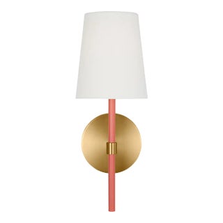 Kate Spade New York by Visual Comfort Studio Monroe 1-Light Small Single Sconce in Burnished Brass, Coral For Sale