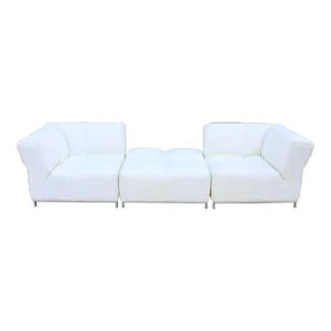 Italian Modern Domino Modular White Leather Sofa by Gamma Arredamenti