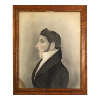 Mid 19th Century Portrait Charcoal Drawing on Paper of a Young Gentleman, Framed For Sale