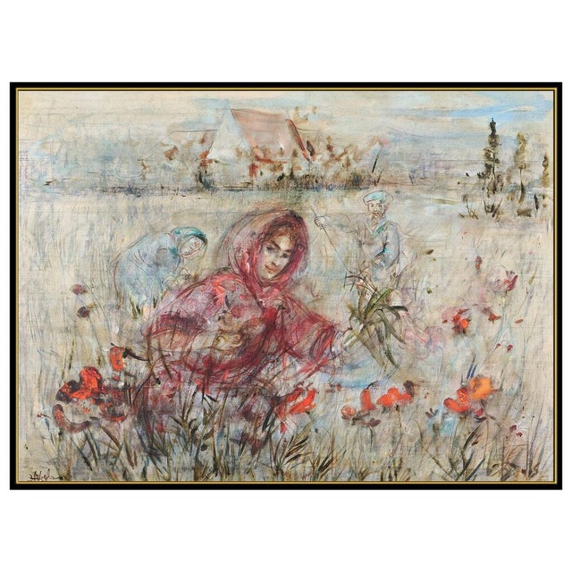 Impressionist Mid 20th Century A Family's Floral Meadow, Edna Hibel For Sale - Image 3 of 5