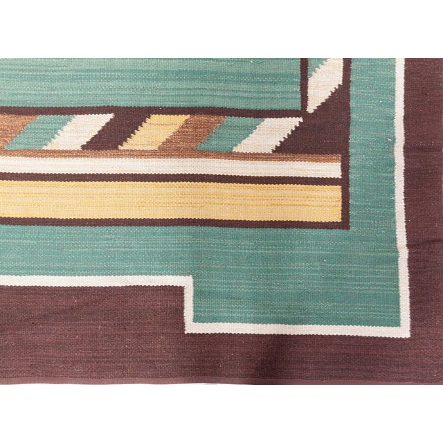 Textile Doris Leslie Blau Midcentury Swedish Green Handmade Wool Rug For Sale - Image 7 of 9