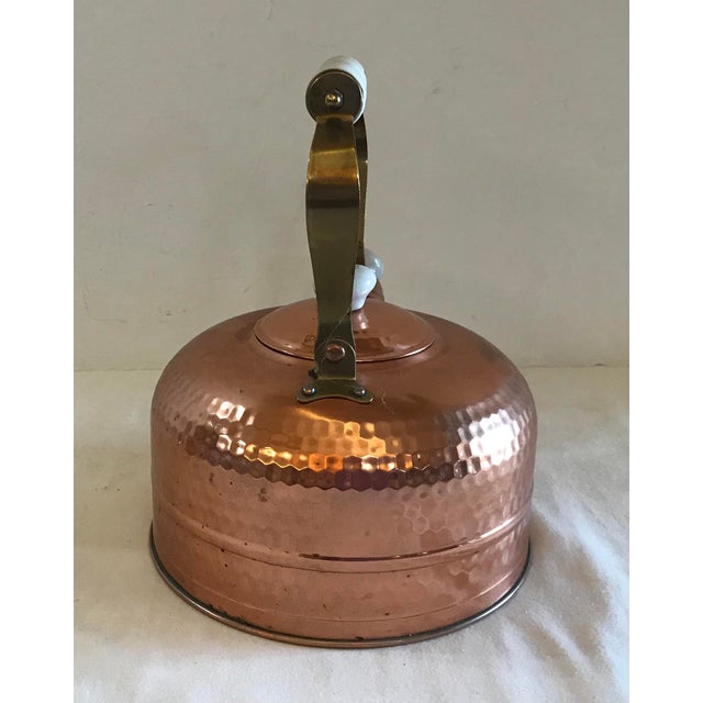 Vintage Hammered Copper Tea Kettle With Ceramic Handle Chairish