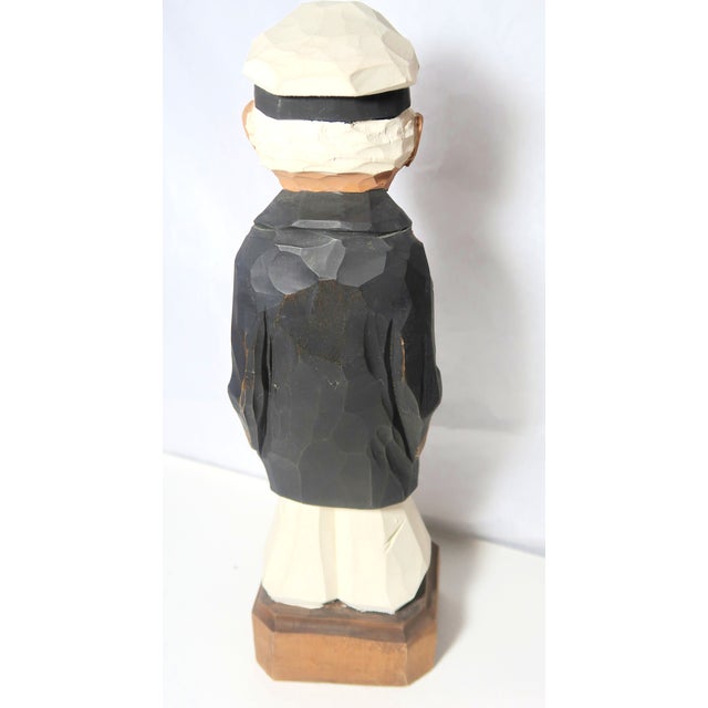 Mid 20th Century Al Davidson Mid 20th Century Original Signed Hand-Carved Hand-Painted Wood Sculpture "The Captain" - For Sale - Image 5 of 7