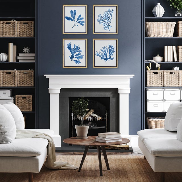 Kenneth Ludwig Chicago Indigo Seaweed Prints, Set Of 4 For Sale - Image 4 of 4
