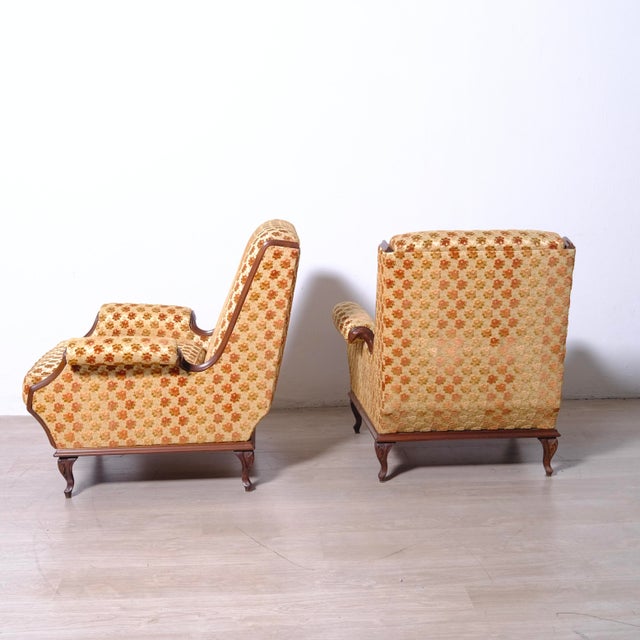 Vintage Regency Italian Velvet Armchairs, 1950s, Set of 2 For Sale - Image 4 of 12