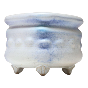Vintage Cream and Blue Matte Glaze Studio Ceramic Planter by Deanna Nichols