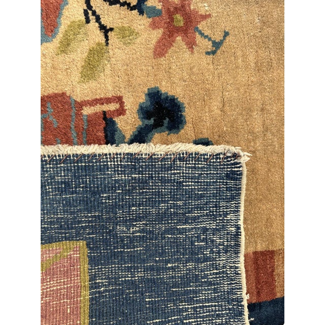 Chinese Art Deco Rug | Vintage Area Rug | Floral Carpet For Sale - Image 4 of 5
