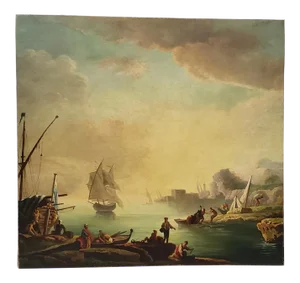 Splendid Italian School "Port Side" Oil Painting Early to Mid 19th Century