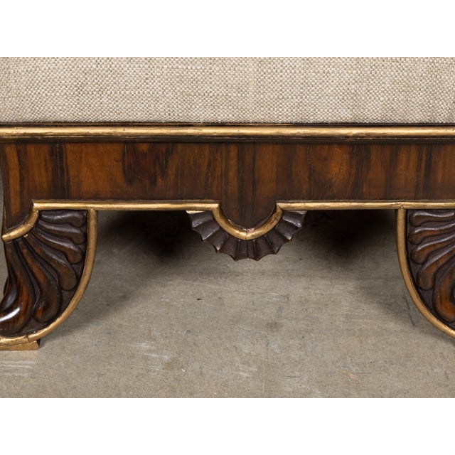 Pair of English Regency 19th Century Footstools with Carved Feet and Gilt Trim For Sale - Image 10 of 11