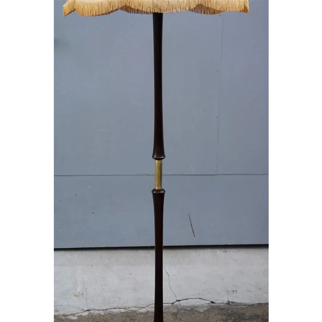 Italian Mahogany and Brass Pedestal Floor Lamp, 1950s For Sale - Image 9 of 11