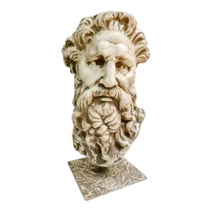 Large Scale Mid 20th Century Plaster Zeus Bust on Stand