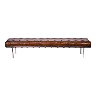 Regina Andrew Tufted Leather Gallery Bench, Cigar For Sale