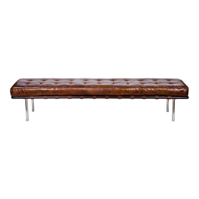 Regina Andrew Tufted Leather Gallery Bench, Cigar For Sale