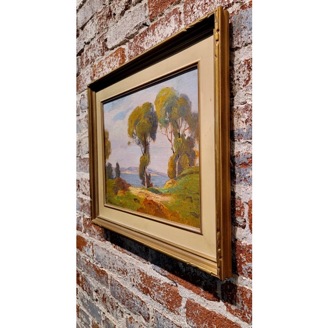 Blue Dana Bartlett - 1932 View of Morro Bay -Oil Painting For Sale - Image 8 of 9