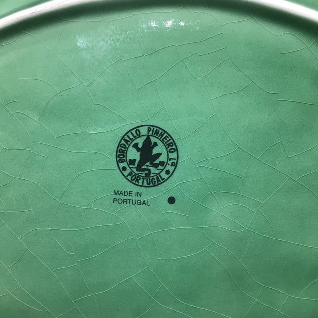 Ceramic Portuguese Bordallo Pinheiro Green Grape and Leaf Oval Serving Dish For Sale - Image 7 of 12