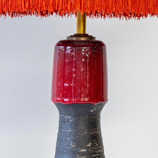 Red Black Ceramic Table Lamp by R. Houben, 1970 For Sale - Image 3 of 10