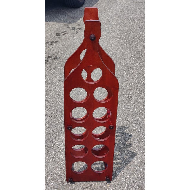 Mid-Century Modern Vintage Wooden Wine Rack in the Form of a Wine Bottle Holds 11 Bottles Circa 1970s For Sale - Image 3 of 5
