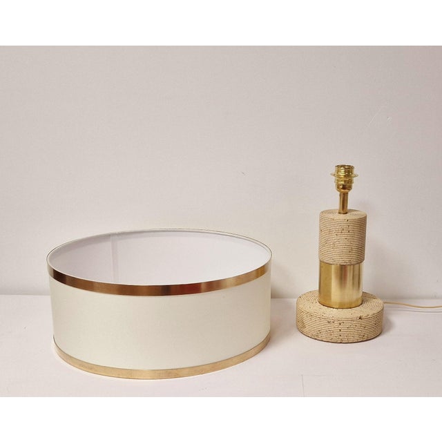 Vintage Italian Table Lamp in Travertine, 1970s For Sale - Image 10 of 12