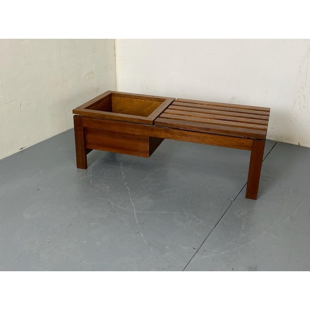 Mid-Century Modern Teak Slat Bench Side Table with Plant Stand, 1960s For Sale - Image 14 of 14