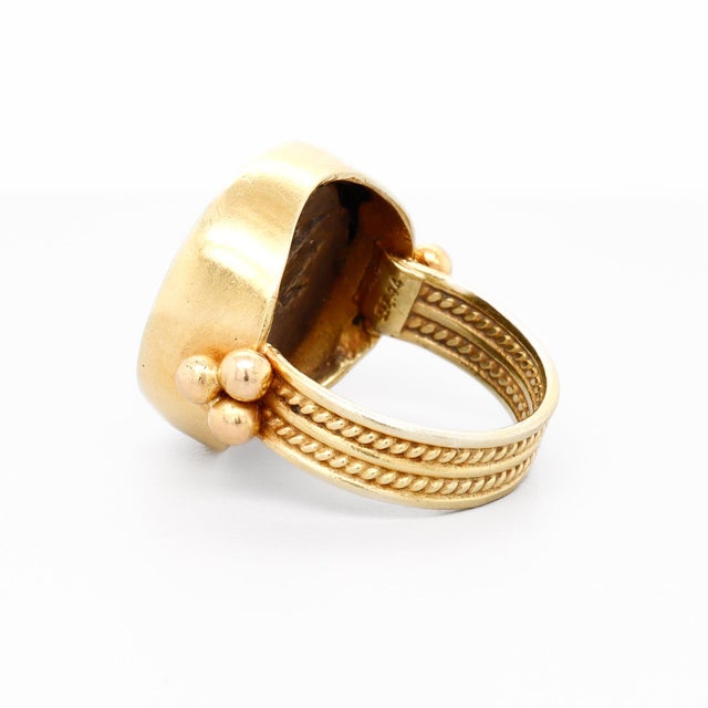 Retro 18k Signet Ring With an Ancient Athenian Drachma Coin For Sale - Image 14 of 15