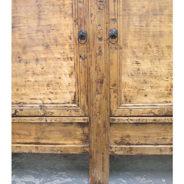 Aged Poplar Double Cabinet For Sale - Image 11 of 14