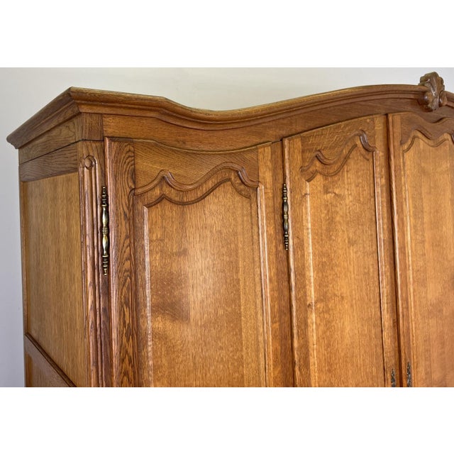 Vintage Louis XVI French Oak Five Door Carved Armoire For Sale - Image 4 of 14