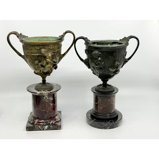 Mated Pair 19th Century NeoClassical Bronze Tazzas after the Pompeiian Antiques For Sale - Image 11 of 18