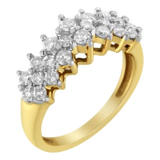 10K Yellow Gold Round Diamond Ring (1 cttw, J-K Color, I1-I2 Clarity) - Size 7 For Sale