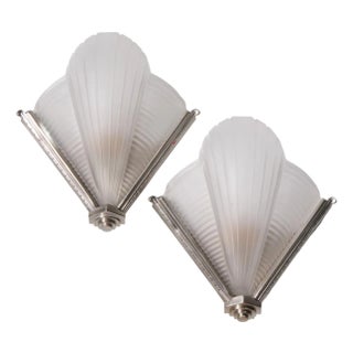 Atelier Petitot Signed French Art Deco Ribbed Wall Sconces - Pair For Sale