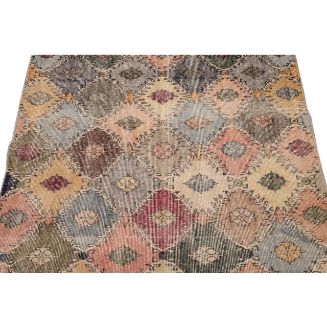 Peach Vintage Turkish Scatter Wool Rug 4 X 7 For Sale - Image 8 of 13