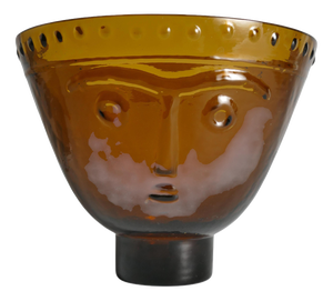 Brown Glass Bowl with Face Motif by Wiktor Berndt for Flygfors, Sweden, 1960s