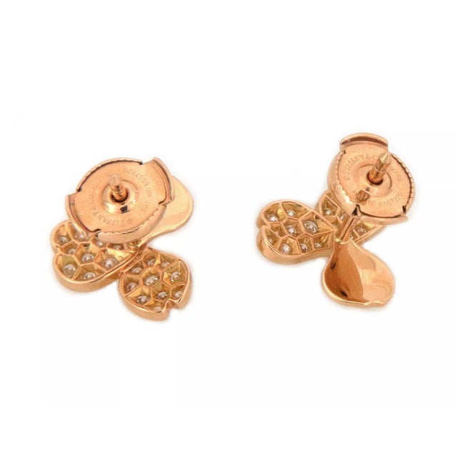 Contemporary Tiffany & Co. Diamond 18k Rose Gold Paper Flower Stud Earrings, 2 Pieces For Sale - Image 3 of 6