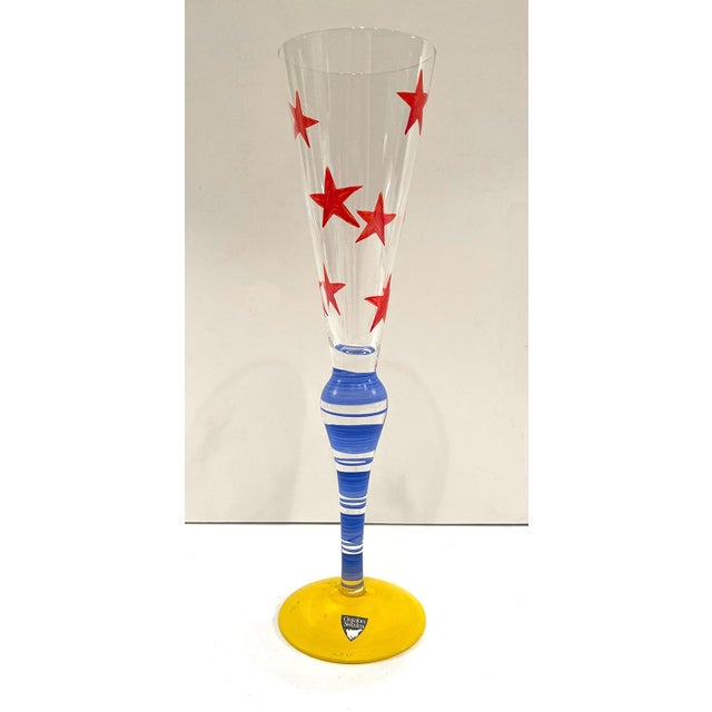 1990s Orrefors Clown Champagne and Cordial Flutes Signed by Anne Nilsson- 6 Pieces For Sale - Image 10 of 17
