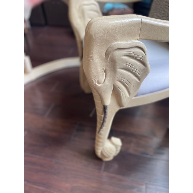 1990s Carved Elephant Desk and Chair For Sale - Image 4 of 11