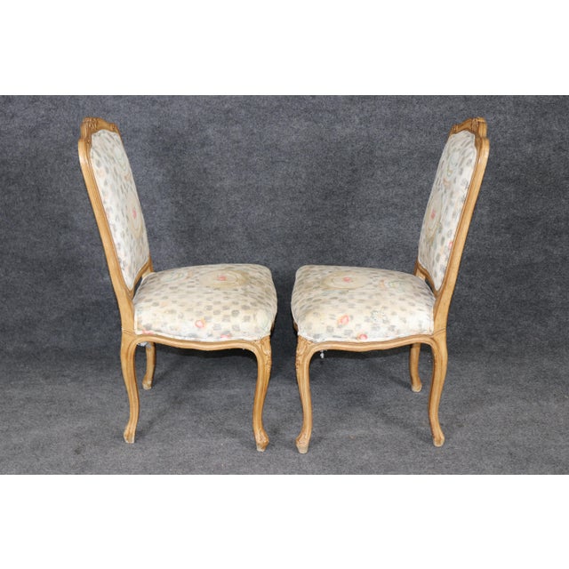 Set 6 Light Beechwood Louis XV Style Carved Dining Side Chairs For Sale In Philadelphia - Image 6 of 13
