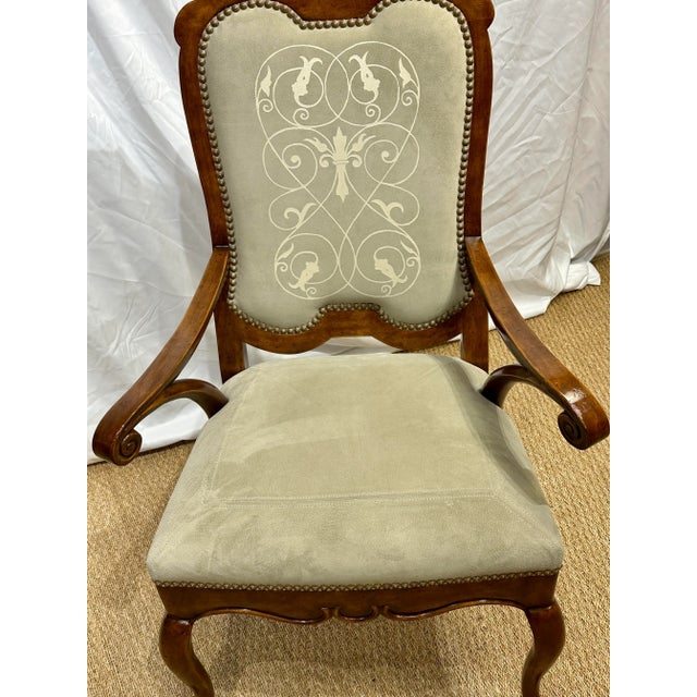 Minton-Spidell Traditional Arm Chair in Pasini Suede With Brass Nailhead Trim For Sale - Image 11 of 11