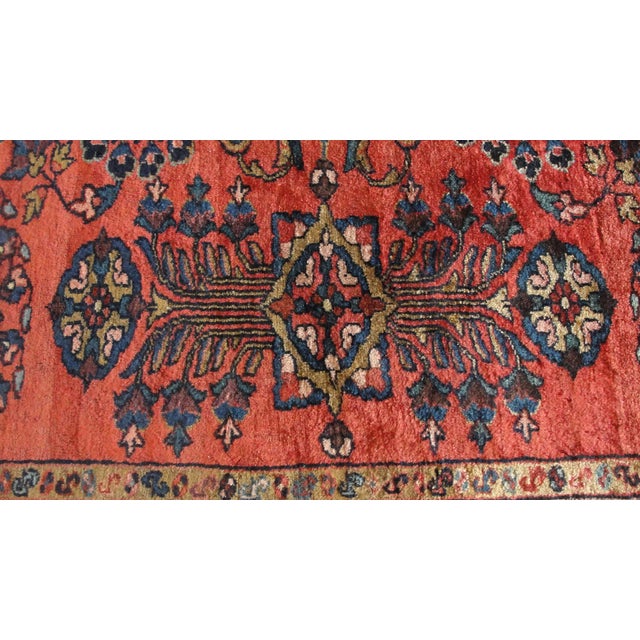 Antique Lilihan Sarouk Floral Red Rug-5' 6" X 6'3" For Sale - Image 4 of 10