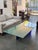 1990s 1990s Large Asymmetrical Sculptural Glass Coffee Table With Cobalt Blue Pedestal Base For Sale - Image 5 of 13