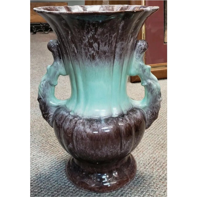 Art Deco 1948-1950 German Scheurich & Greulich Keramik Fat Lava Double Handled Vase For Sale - Image 3 of 8