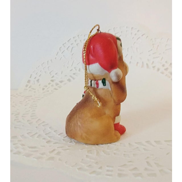 1980s Vintage House of Lloyd Ceramic Figurine Ornament, Puppy Dog Furbaby 1988, Made in Taiwan Christmas Collectible For Sale - Image 5 of 9