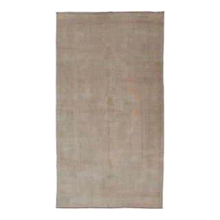 Vintage Gallery Turkish Oushak Rug in Earth Tones, Light Brown and Taupe For Sale