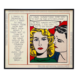 Roy Lichtenstein Vintage 1985 Lithograph Print Framed Large Pop Art Exhibition Poster " Eddie Diptych " 1962