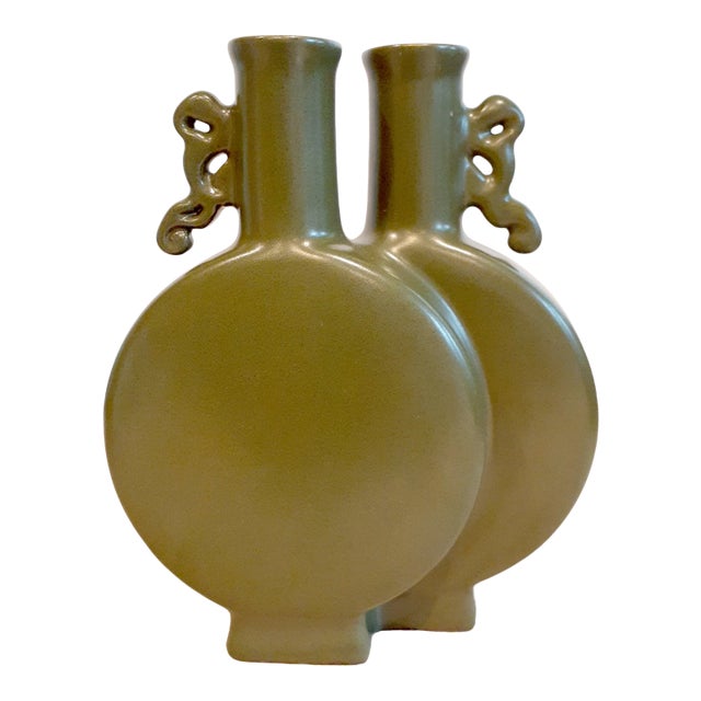 Early 20th Century Chinese Porcelain Teadust Glaze Taoping Moon Flask Vase For Sale