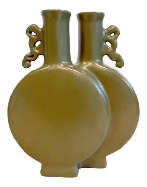 Early 20th Century Chinese Porcelain Teadust Glaze Taoping Moon Flask Vase